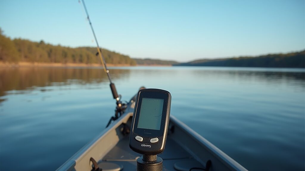 Fishing GPS device mounted on a boat