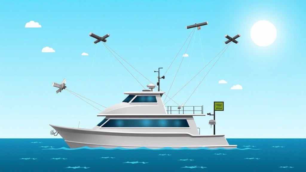 Marine GPS and satellite communication accessories on a boat